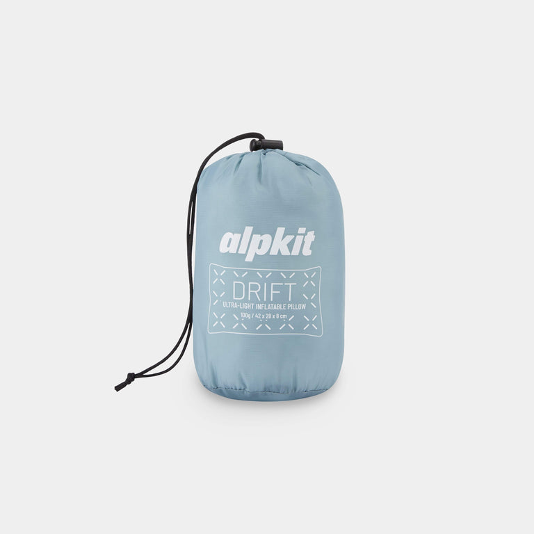 alpkit drift camping pillow in mercury packed