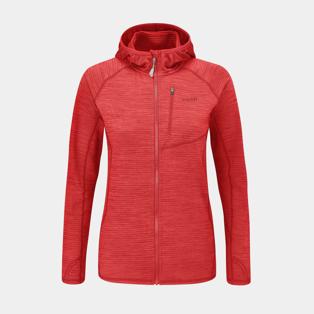 womens griffon hooded fleece in brick red - closed