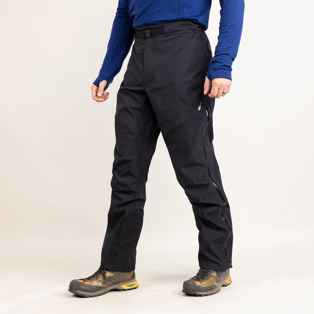 alpkit mens nautilus waterproof trousers in black front|bf