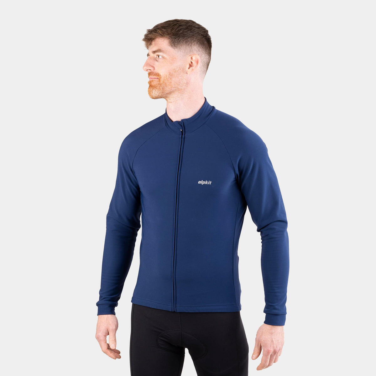 alpkit Valli mens long sleeve cycling jersey in navy blue