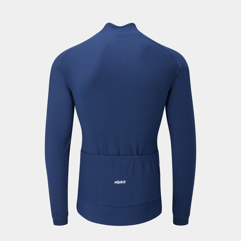 alpkit Valli mens long sleeve cycling jersey in navy rear - closed