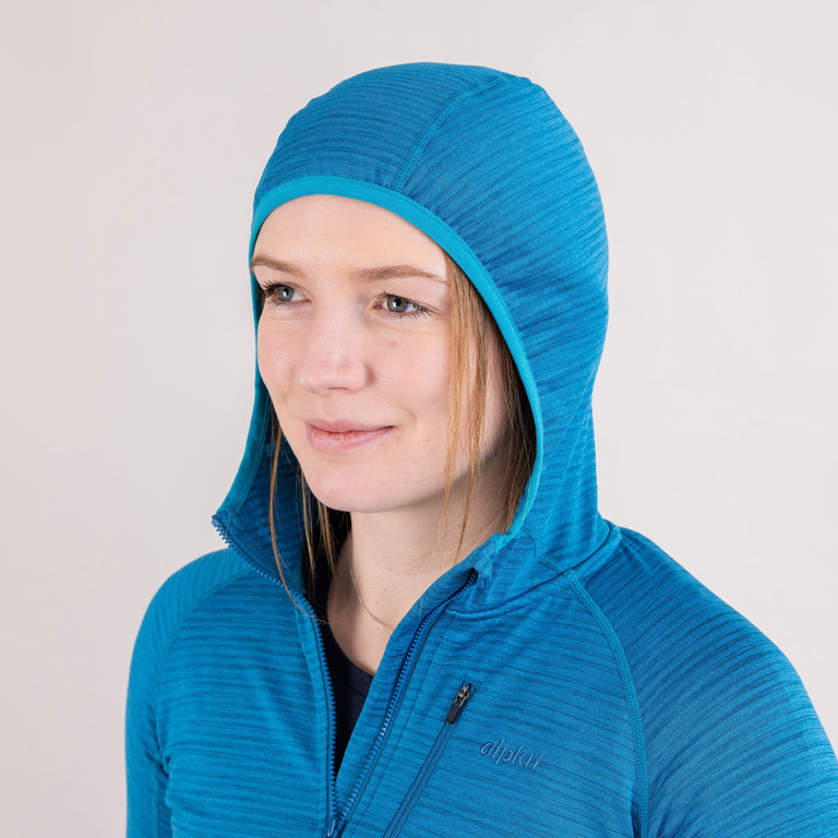 womens griffon hooded fleece in reef blue hood|rg