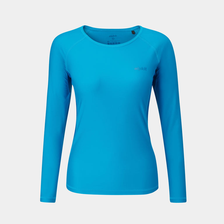 alpkit hurley womens swimming top in peacock blue - closed