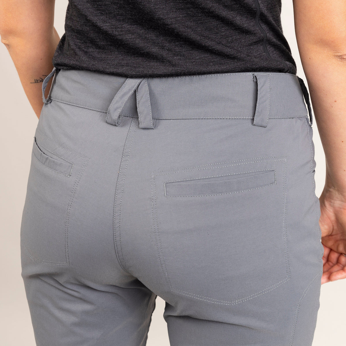 alpkit womens teleki pants in steel back waistband