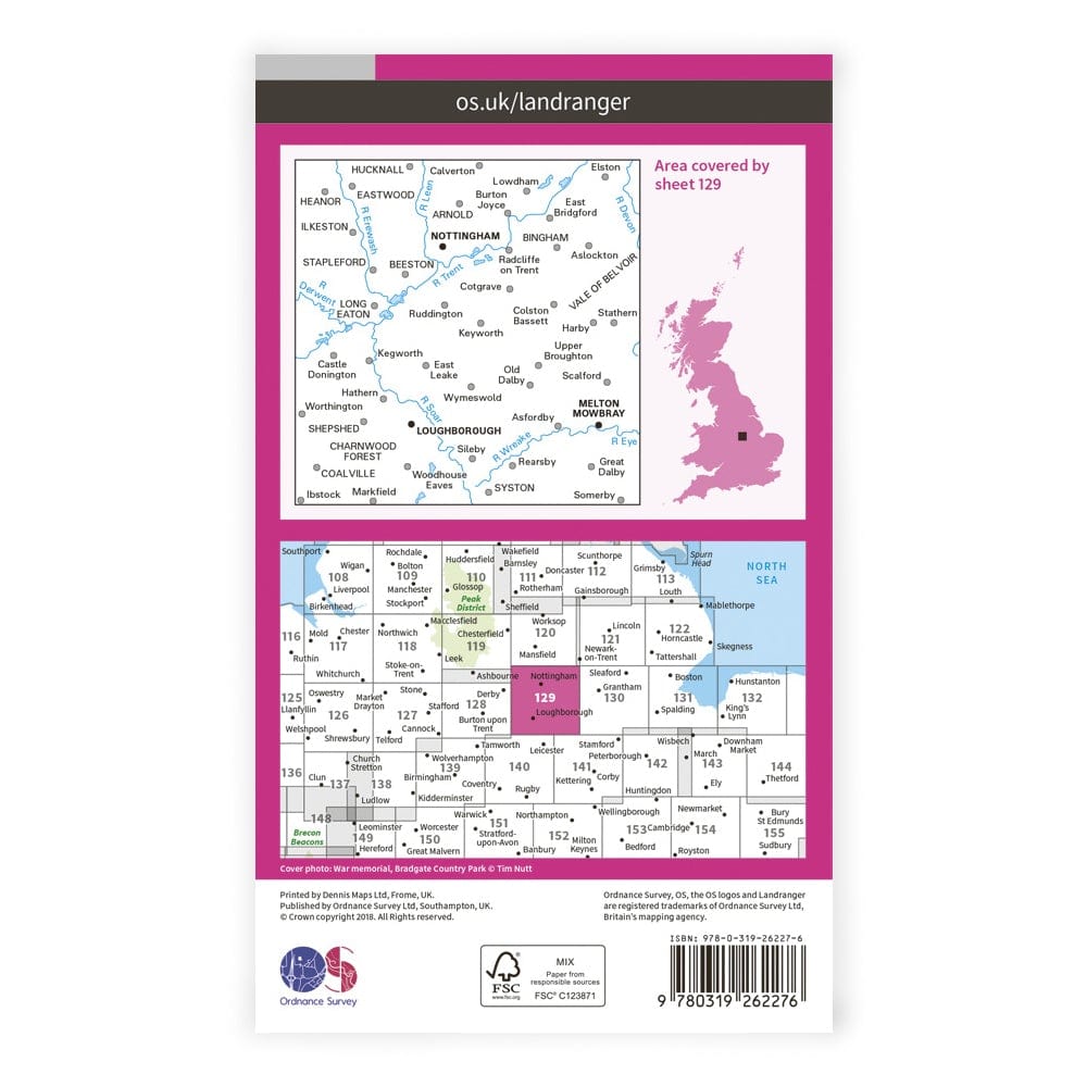 OS Landranger / Nottingham & Loughborough