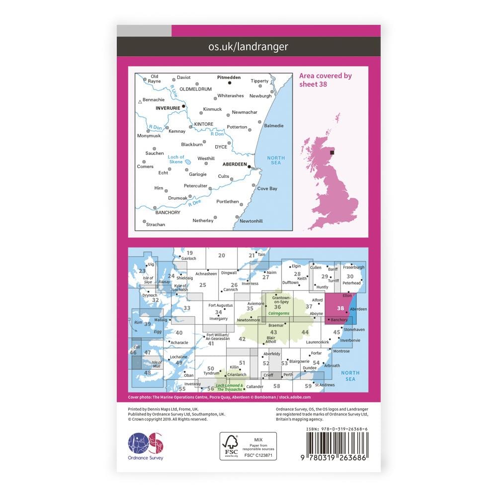 OS Landranger / Aberdeen, Inverurie, Pitmedden