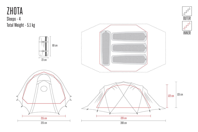 Zhota Tent Size Footprint