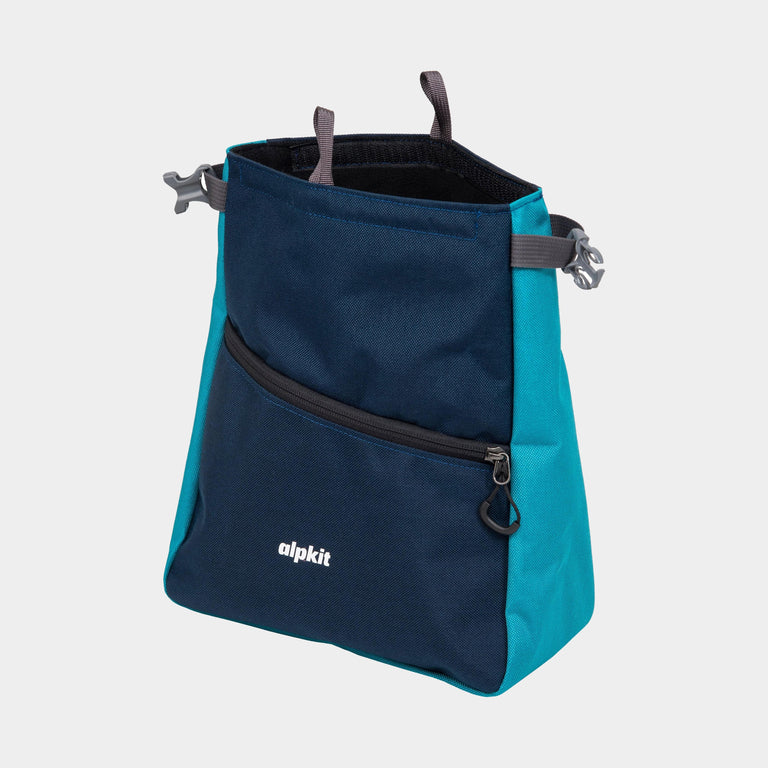 alpkit boulder bucket chalk bag in blue lagoon