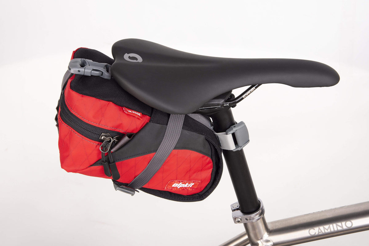 Alpkit enduro seatpack in chilli top - closed