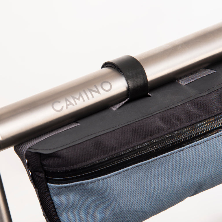 alpkit glider frame bag for bike packing in storm grey strap