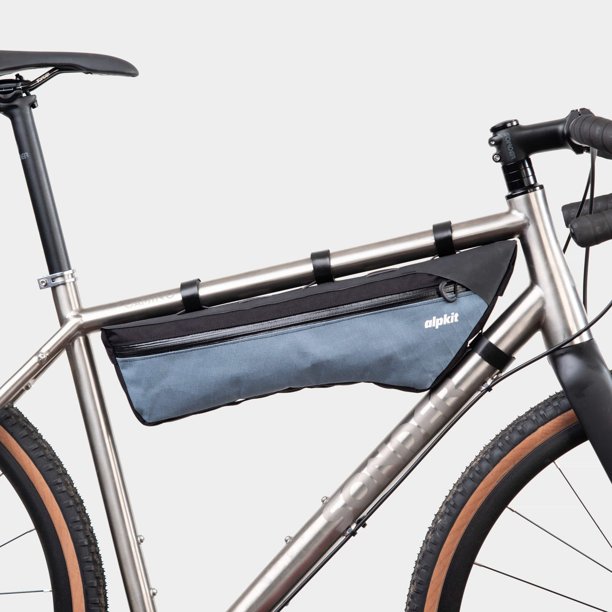 alpkit glider frame bag for bike packing in storm grey