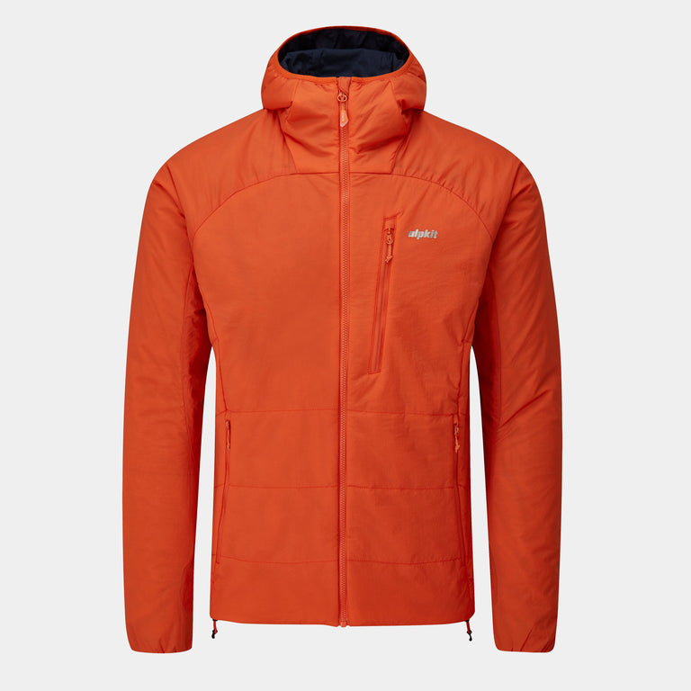 mens katabatic synthetic insulation jacket in orange - closed