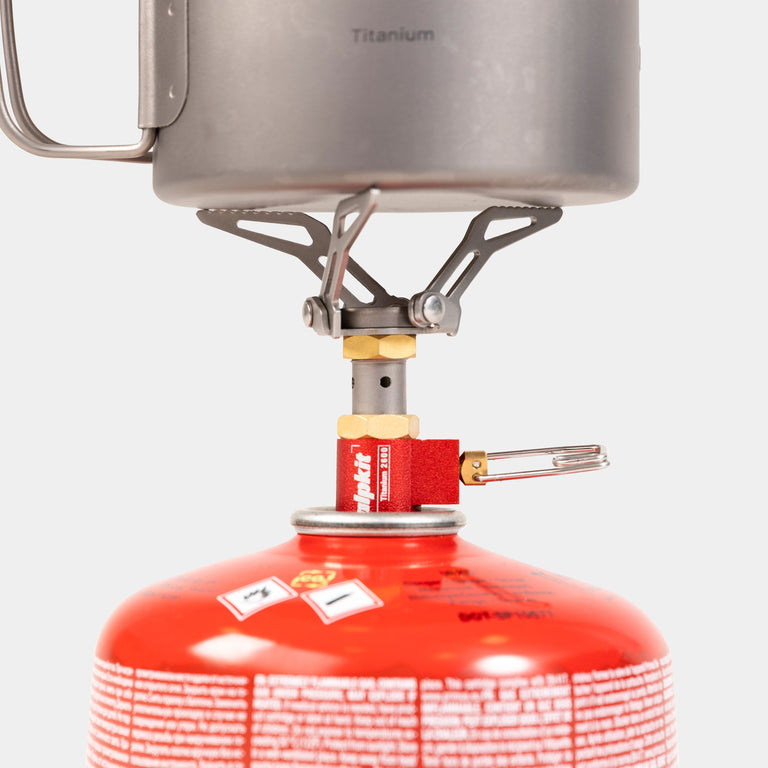 alpkit kraku stove ultralight camping stove gas burner on gas canister