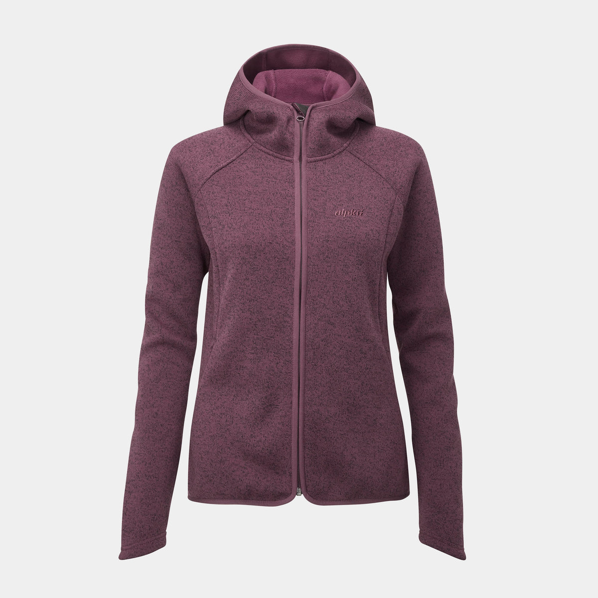 alpkit womens mamalute windproof hooded fleece jacket in cosmos purple