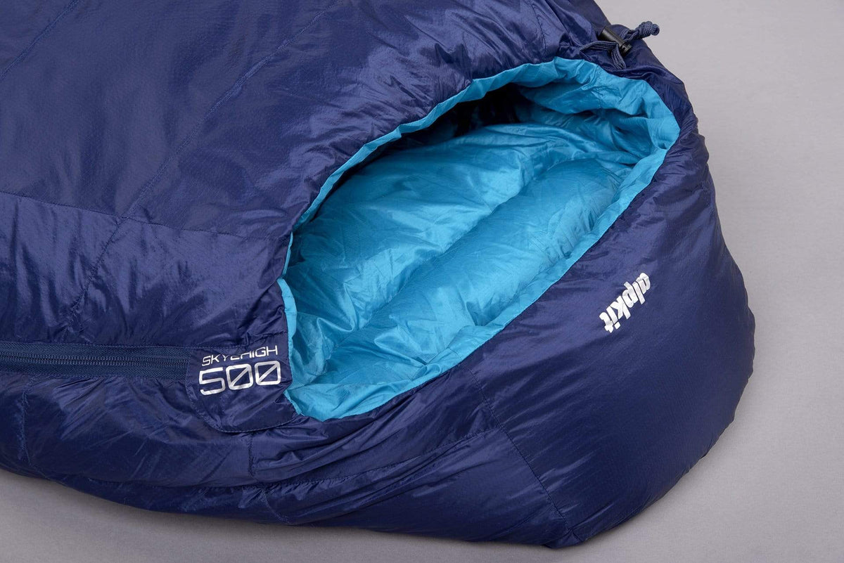 skyehigh 500 down sleeping bag in nemo hood - closed
