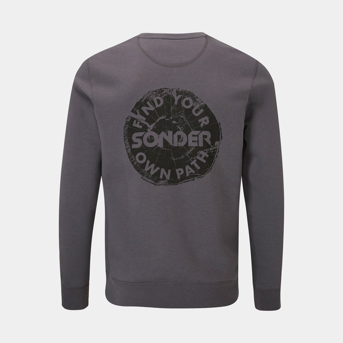 sonder mens crew neck sweater in anthracite grey back
