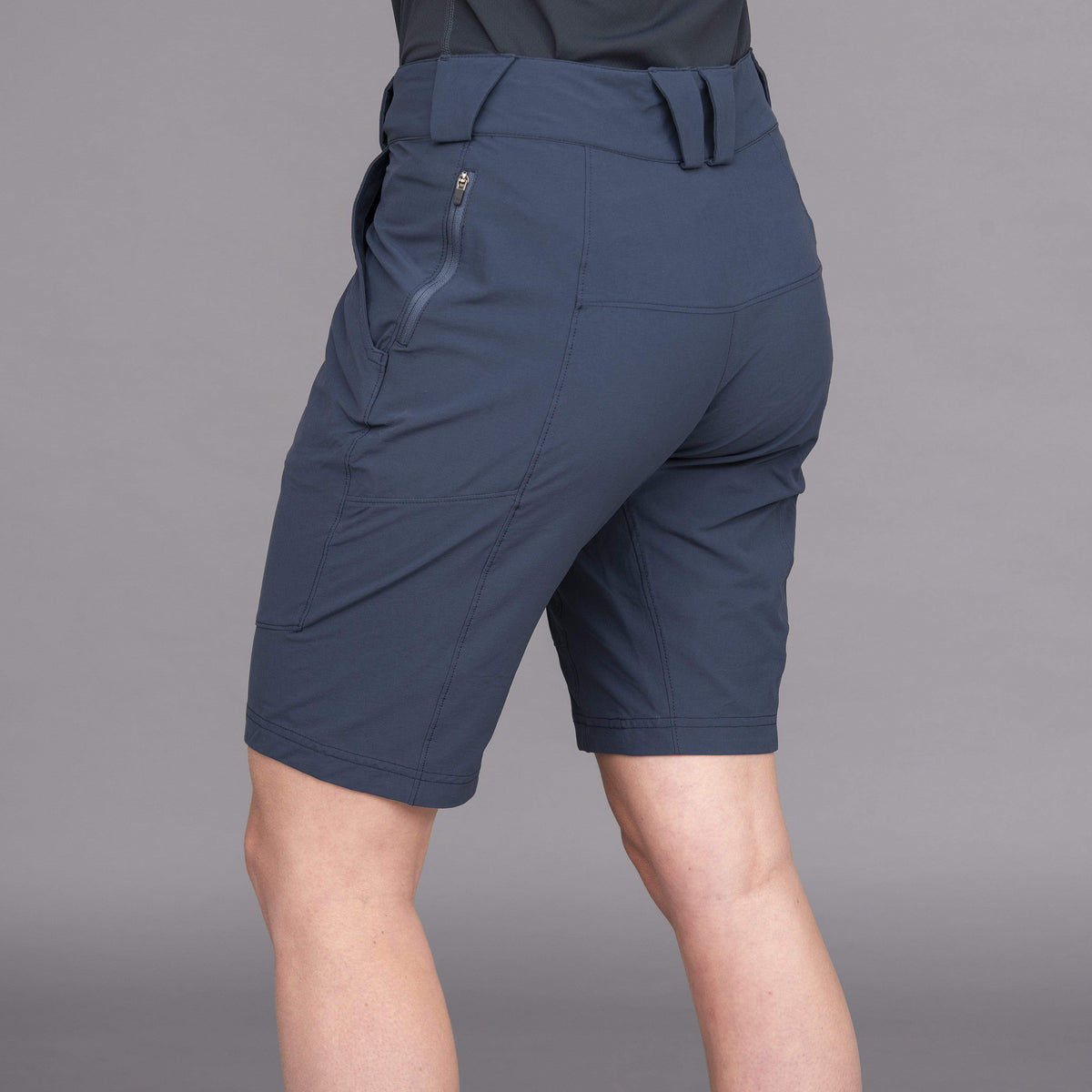 womens strada shorts in dark denim rear