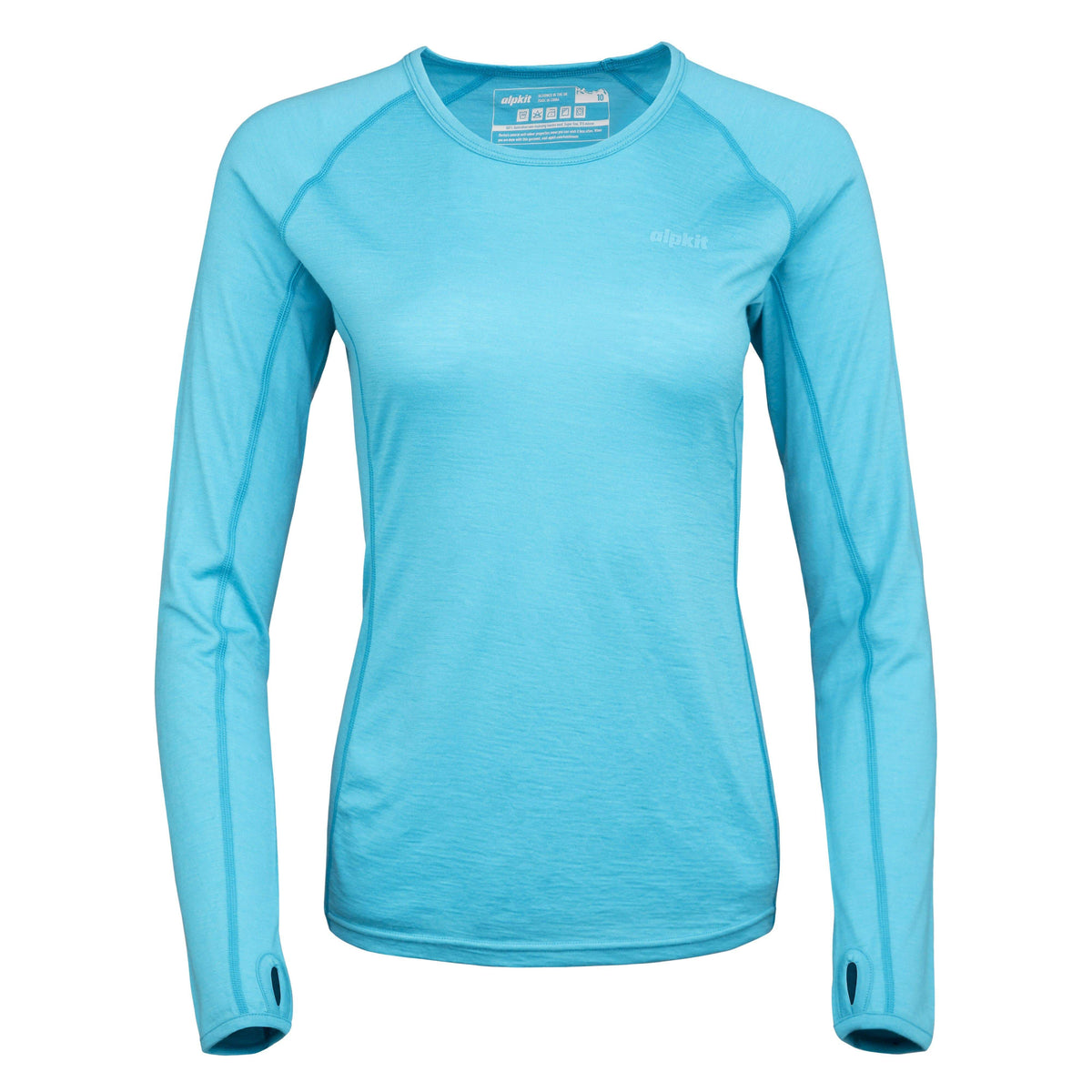 womens Kepler long sleeve merino baselayer in surf