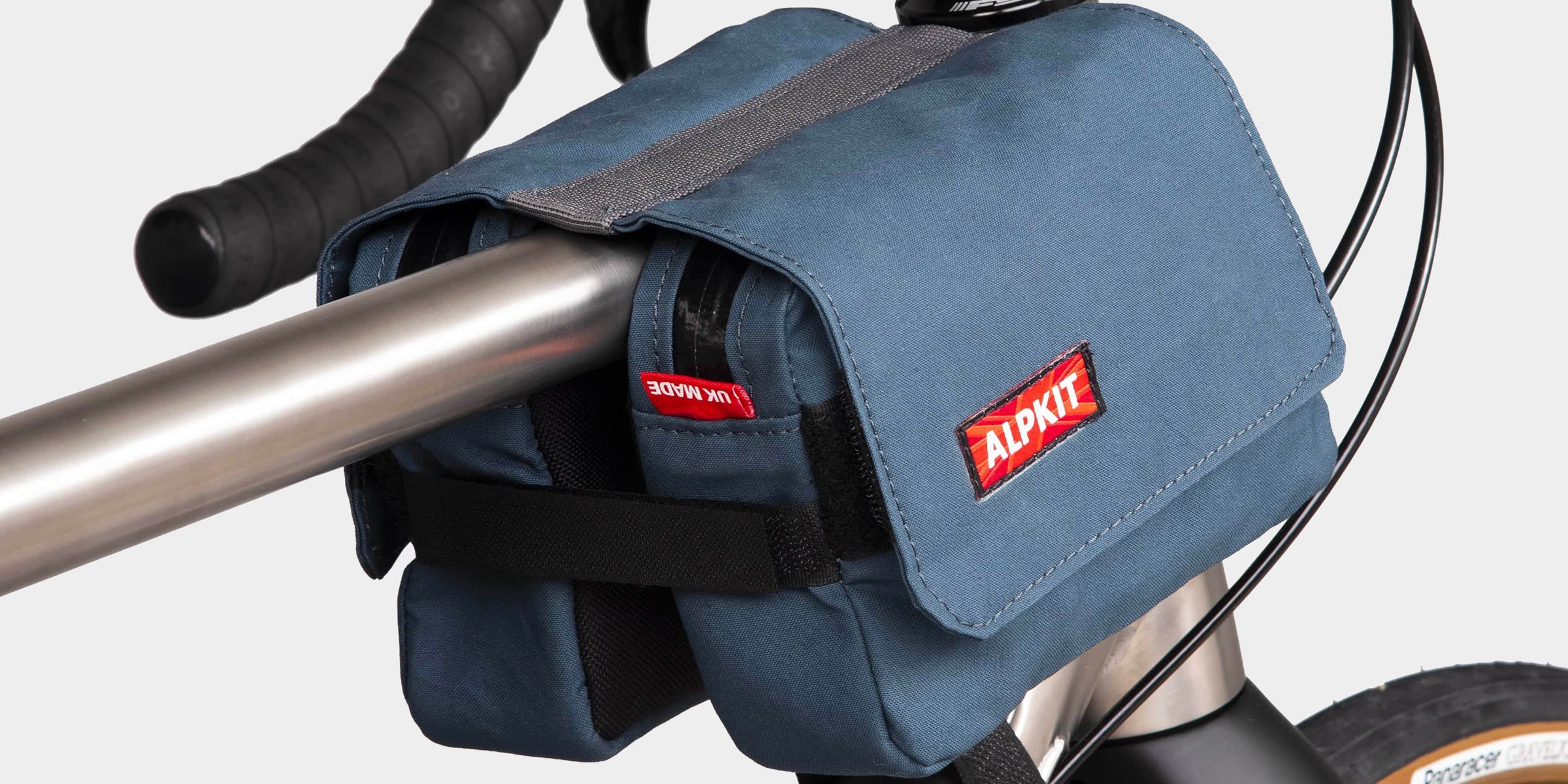 UK made canvas top tube bikepacking bag