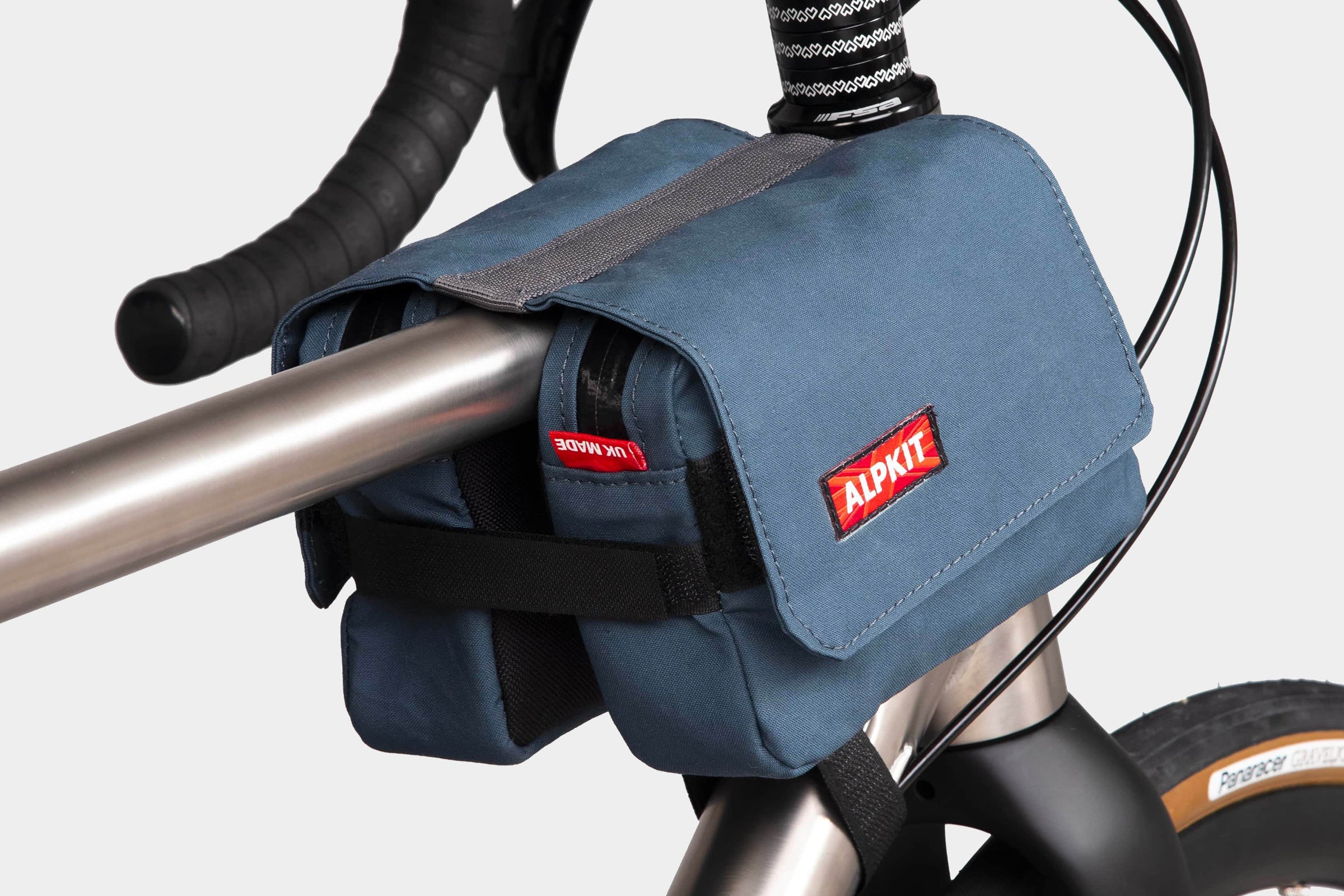 UK made canvas top tube bikepacking bag