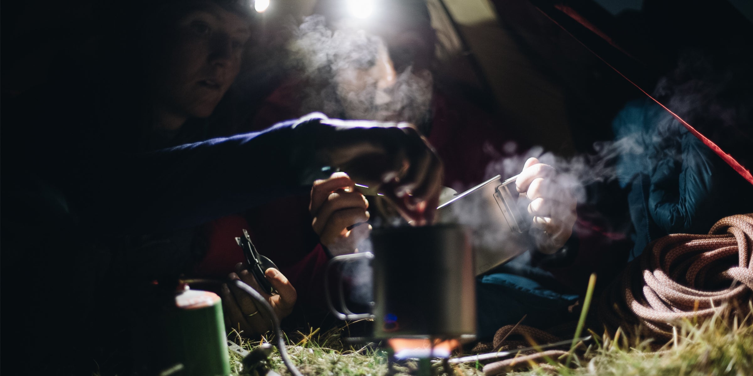 Wild camping with gas camping stove