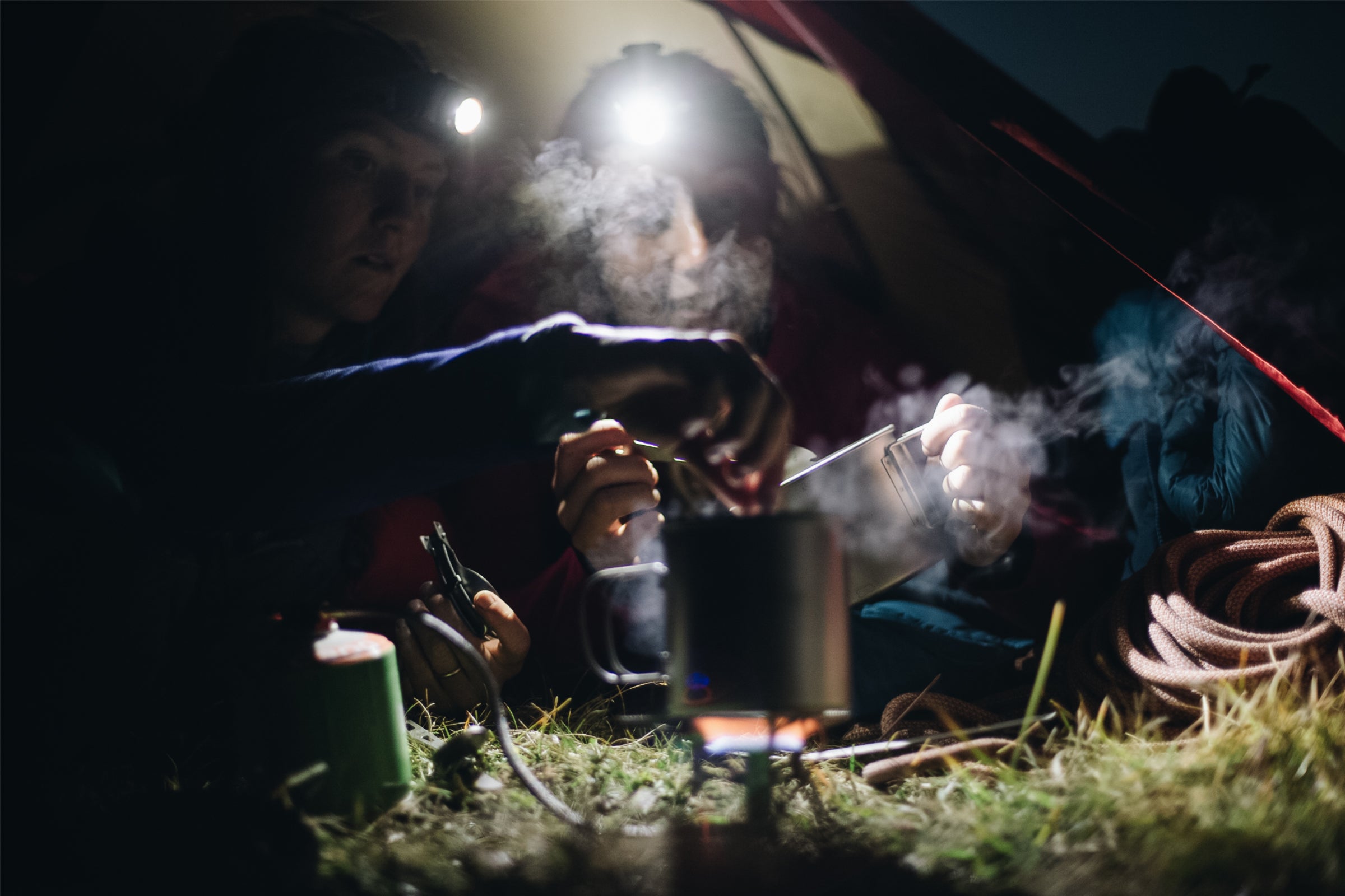 Wild camping with gas camping stove