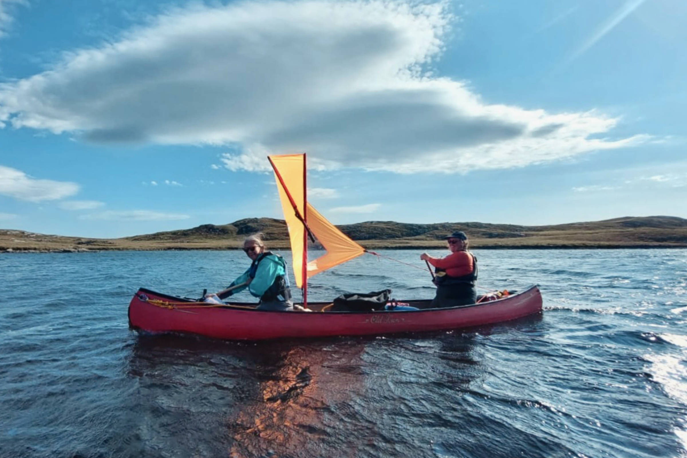 Canoe sailing aroung Lewis. ph Roxanna Barry