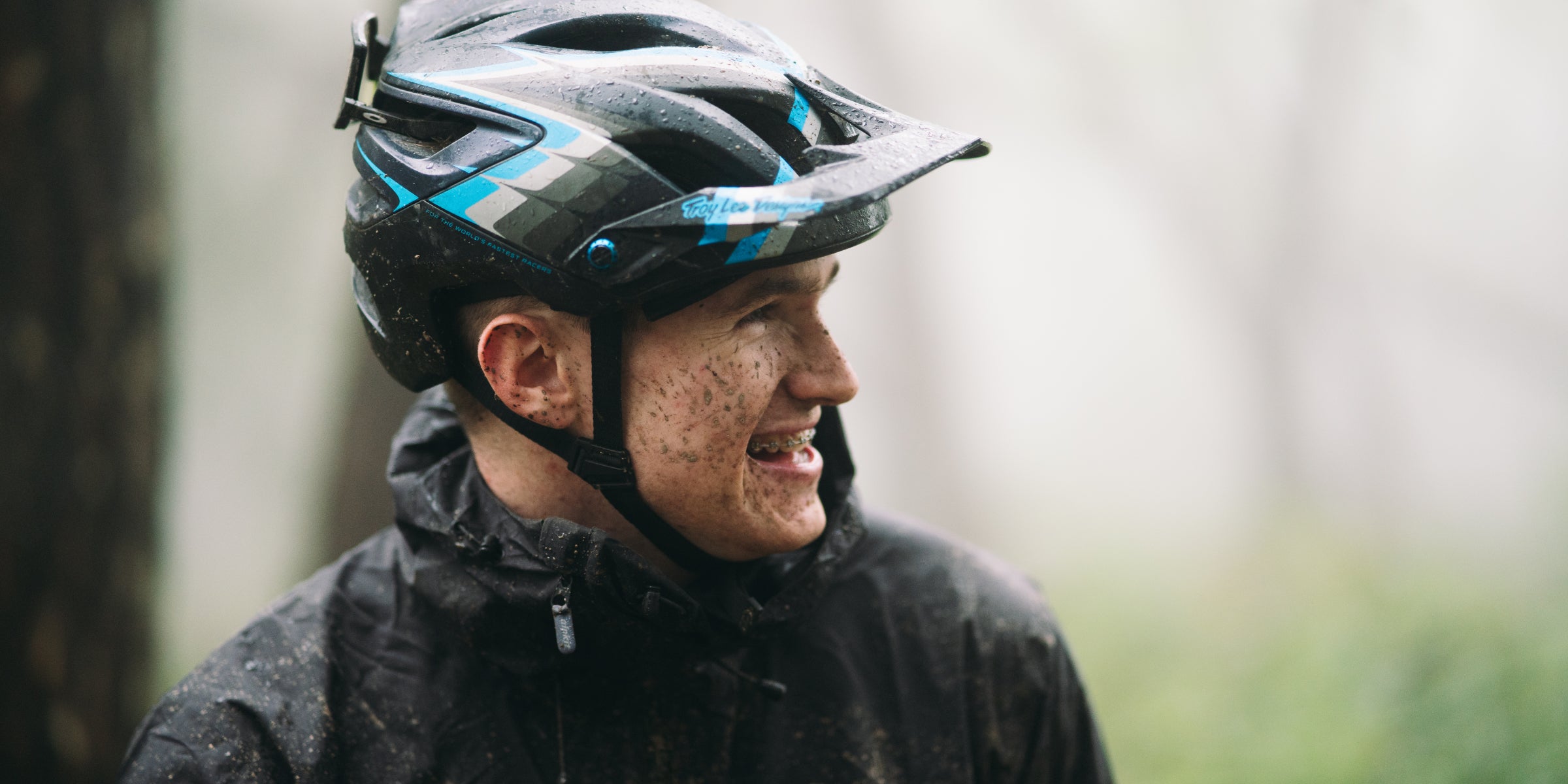 Cyclists wearing waterproof