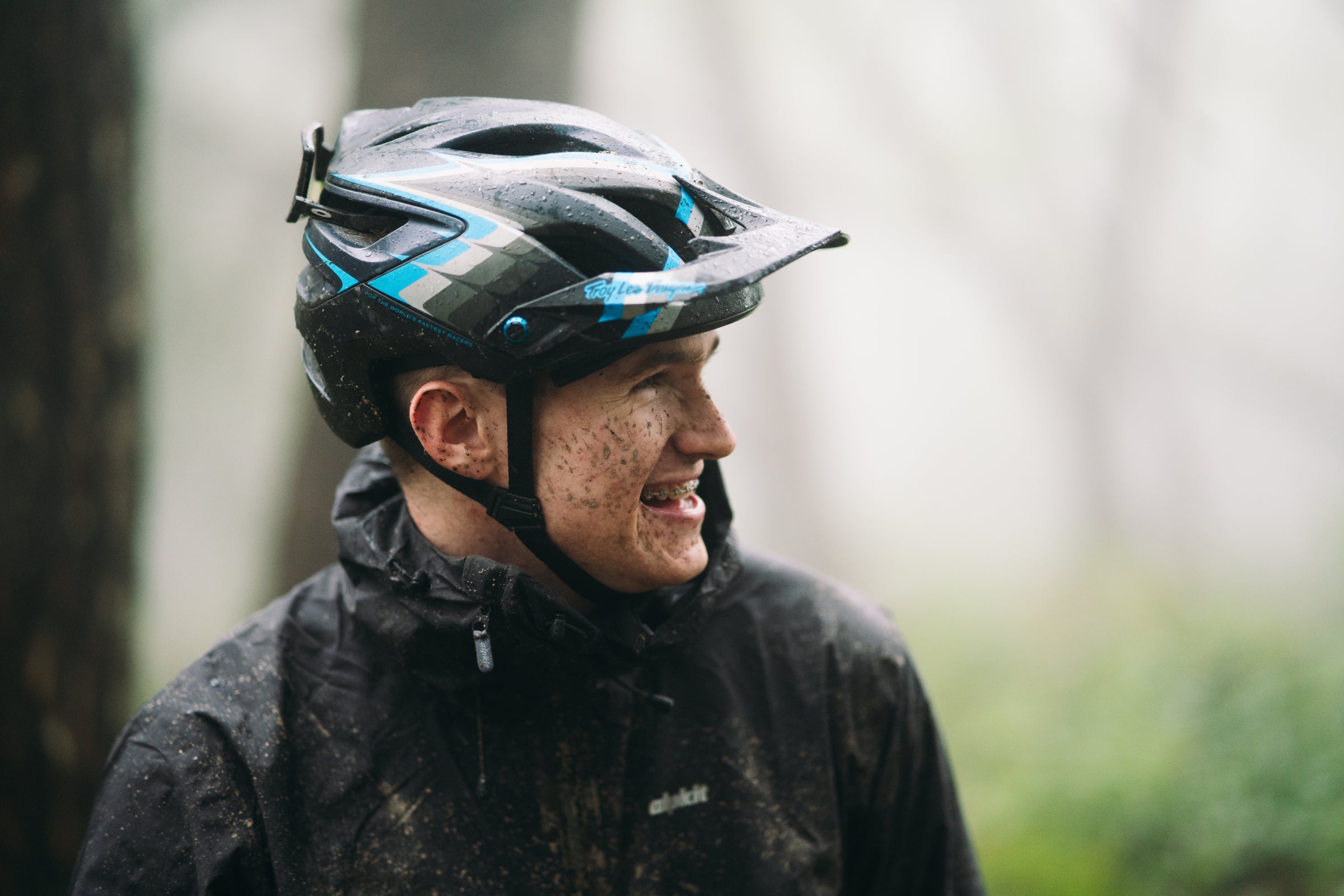 Cyclists wearing waterproof