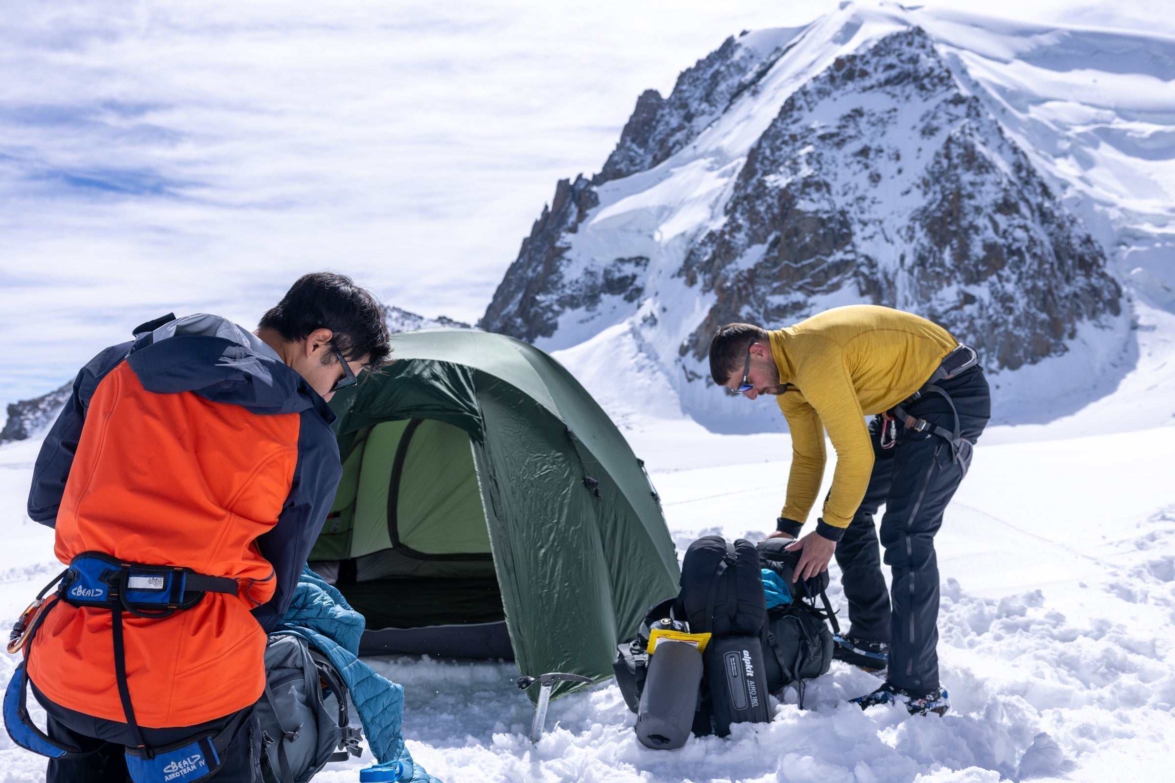 Geodesic mountain tent in the Alps