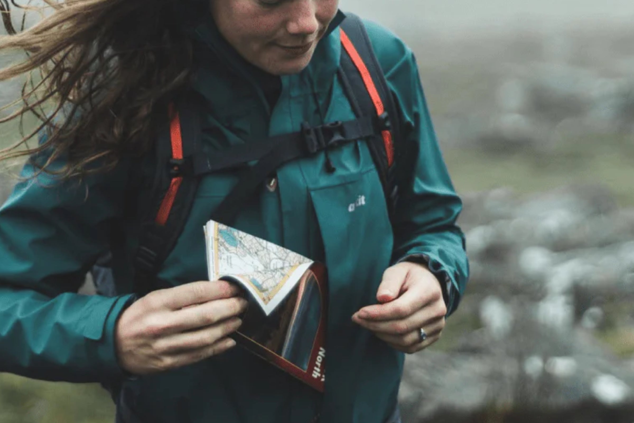 Womens hillwalking waterproof with map pocket