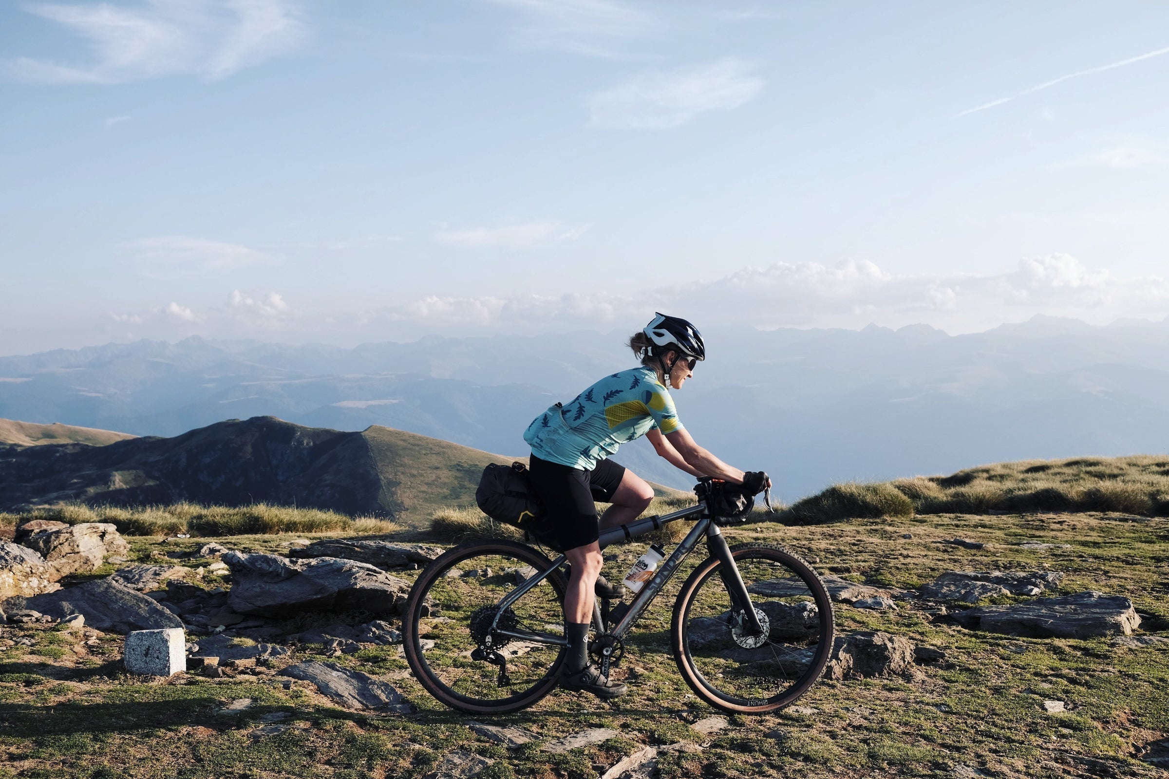 Emma Pooley riding in the Pyrenees - Camille McMillan