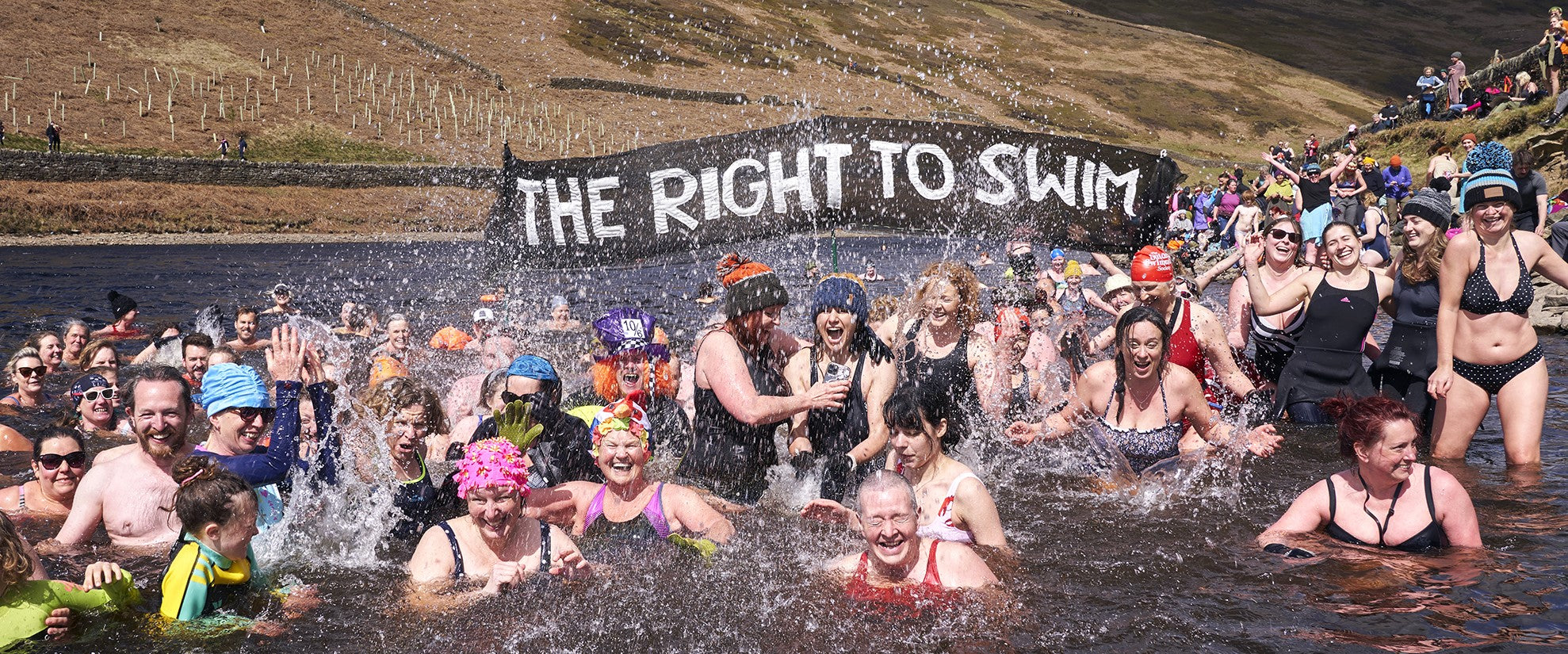 Outdoor swimmers expressing their right to swim