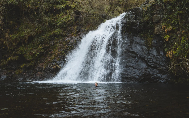 Swimming at Rhaeadr Ddu in Coed Felenrhyd