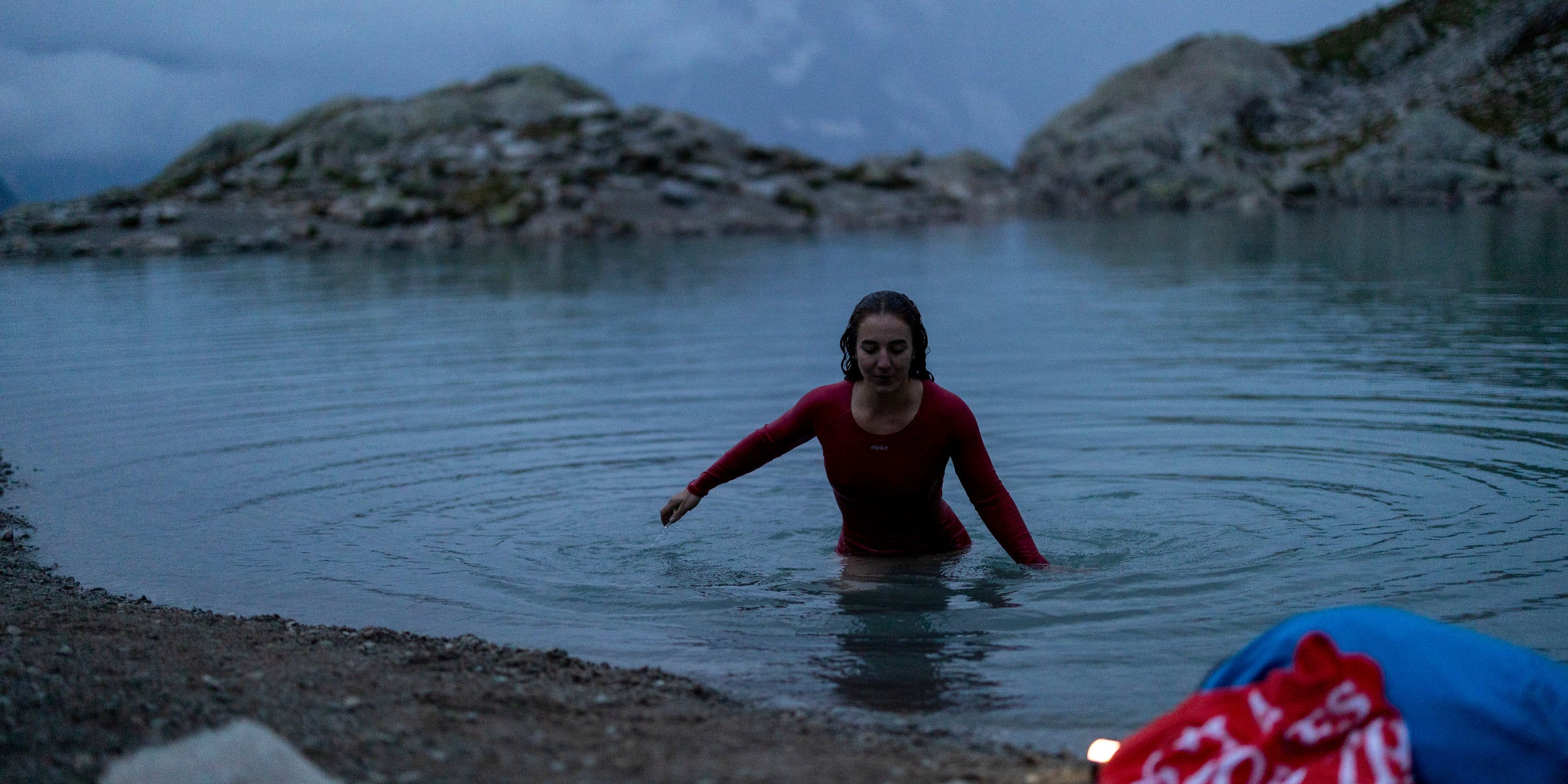 Outdoor swimming in a recycled swimming top