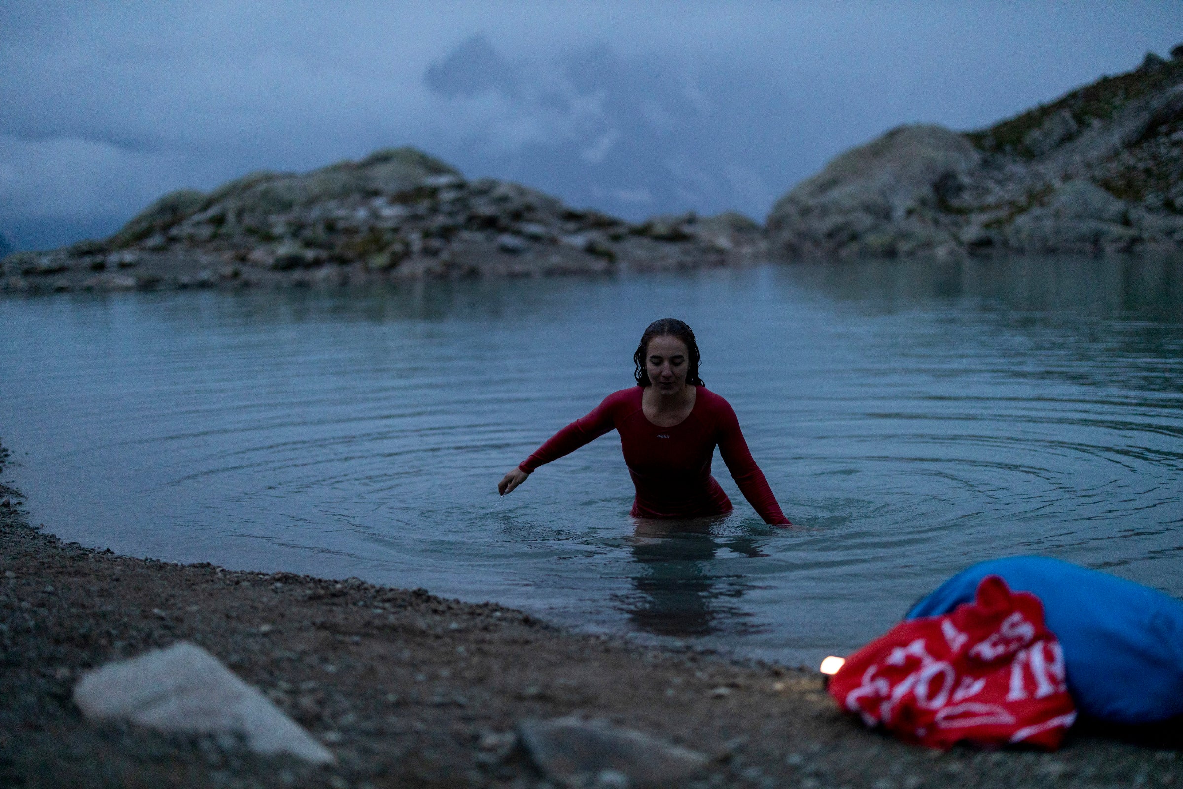 Outdoor swimming in a recycled swimming top