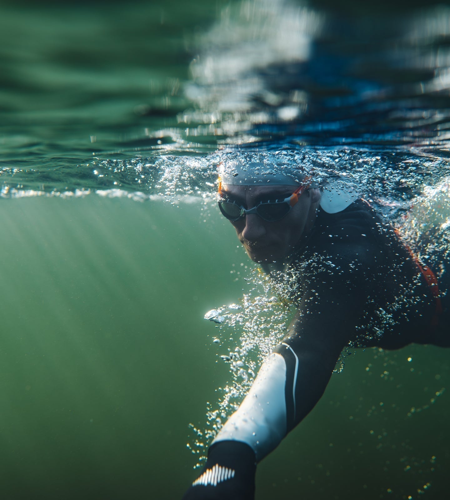 Open water swimmer underwater