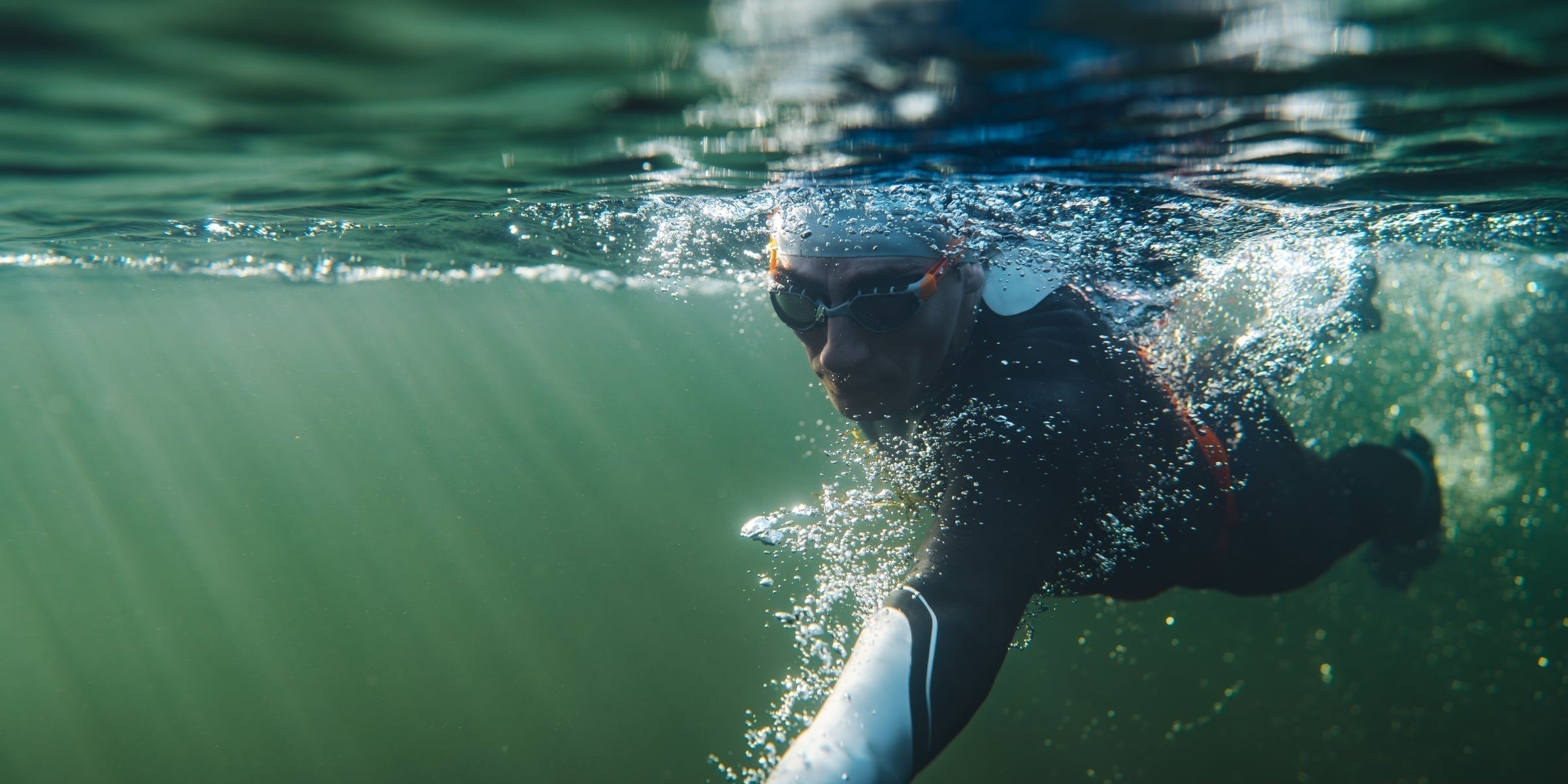Open water swimmer underwater