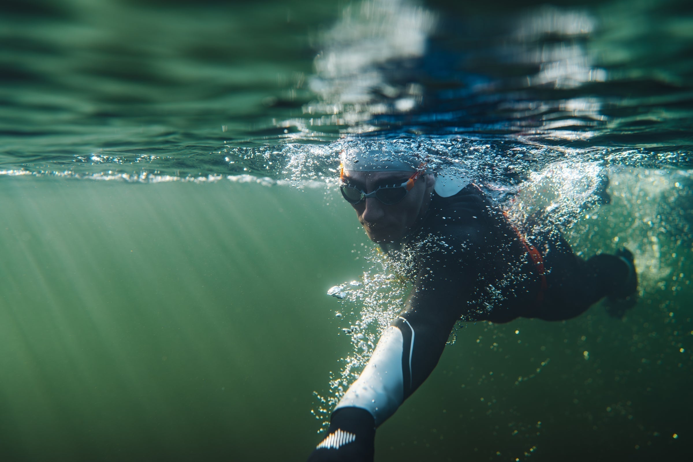 Open water swimmer underwater