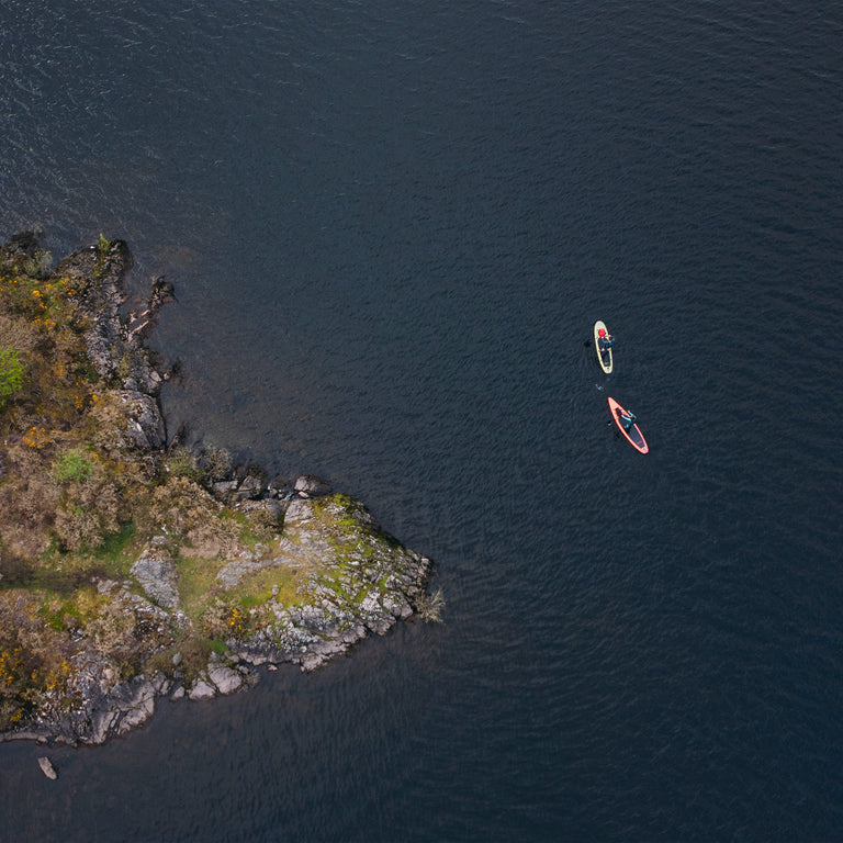 Alpkit Longshore and Delta stand up paddleboards from above