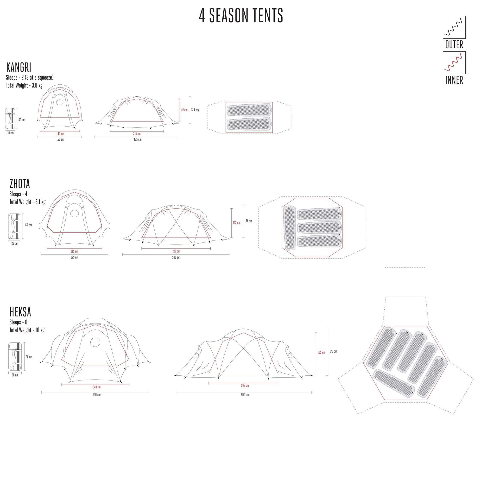 Heksa 6 Person 4 Season Expedition Dome Tent