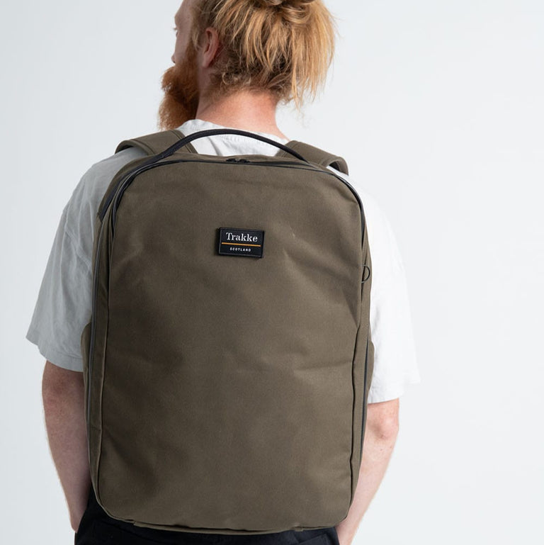 35l travel backpack open story Trakke Storr 35L Travel Backpack Waxed Canvas Handmade in Britain