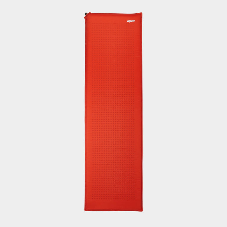 alpkit dirtbag self inflating sleeping mat in brick red top