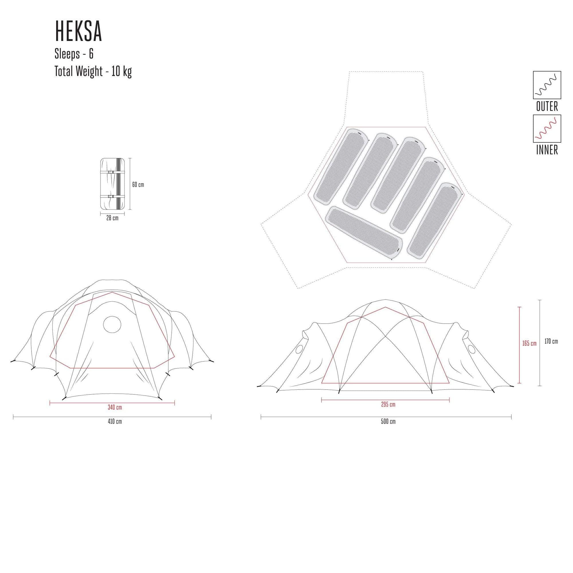 Heksa 6 Person 4 Season Expedition Dome Tent