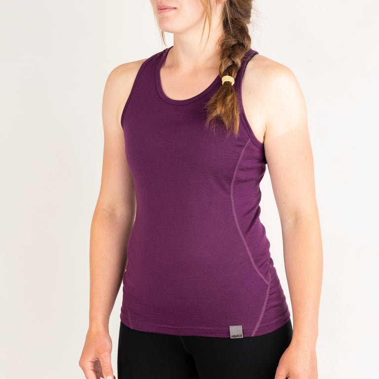 alpkit womens kepler merino vest baselayer in cosmos purple front