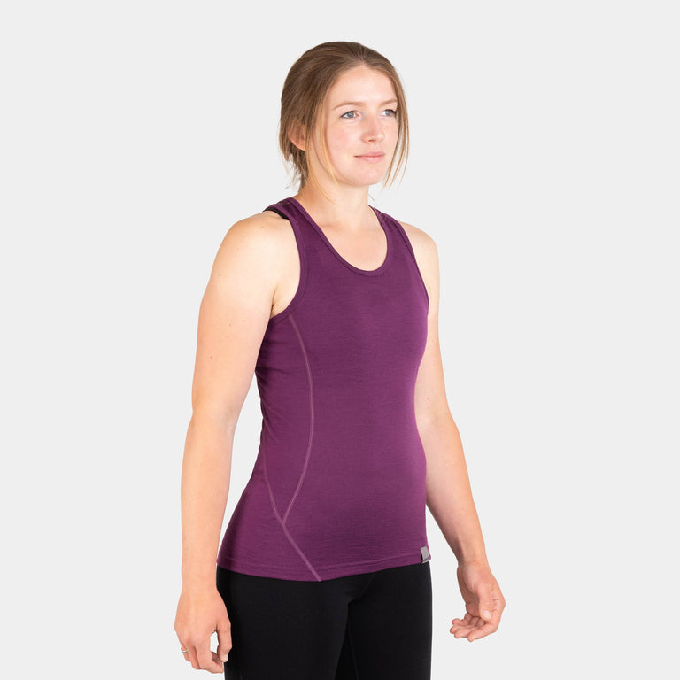 alpkit womens kepler merino vest baselayer in cosmos purple