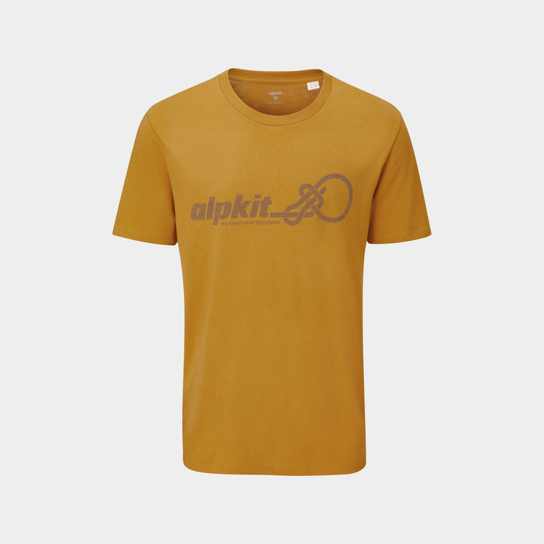 alpkit knot organic cotton tee in curcuma mustard yellow