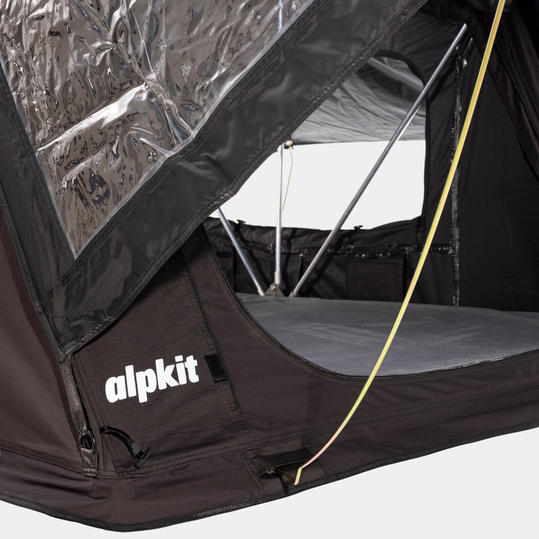 Lookout Folding Roof Tent in Black logo and canopy supports