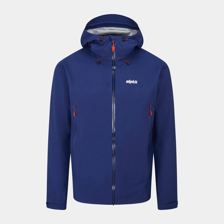 alpkit mens balance waterproof jacket in nemo blue