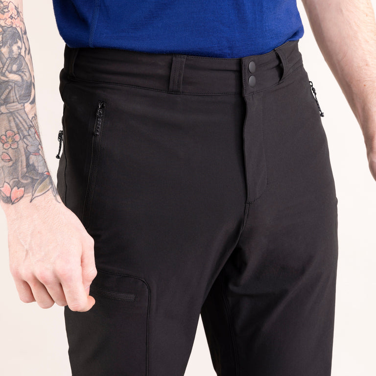 Alpkit mens chilkoot softshell trousers in black waistband 